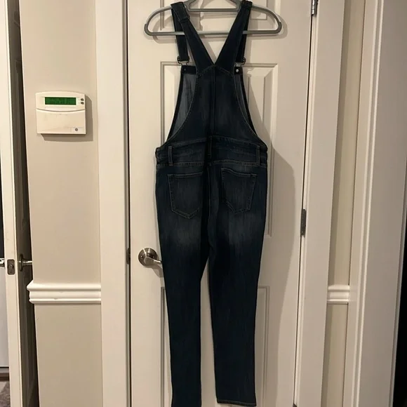 Gap Dark Denim Women’s Overalls Adjust straps side zip belt loops pockets USED S - Picture 10 of 11